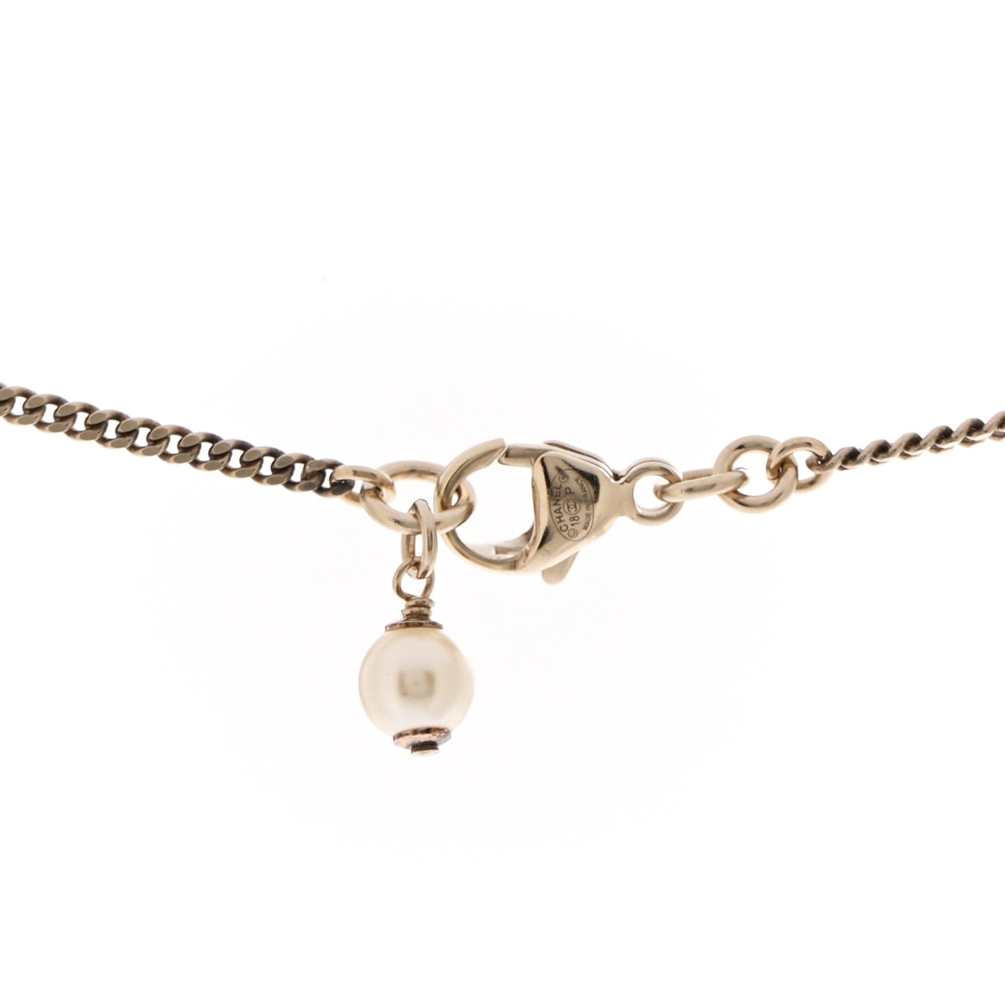 Enamel Pearl CC Ladybug Necklace Gold Red