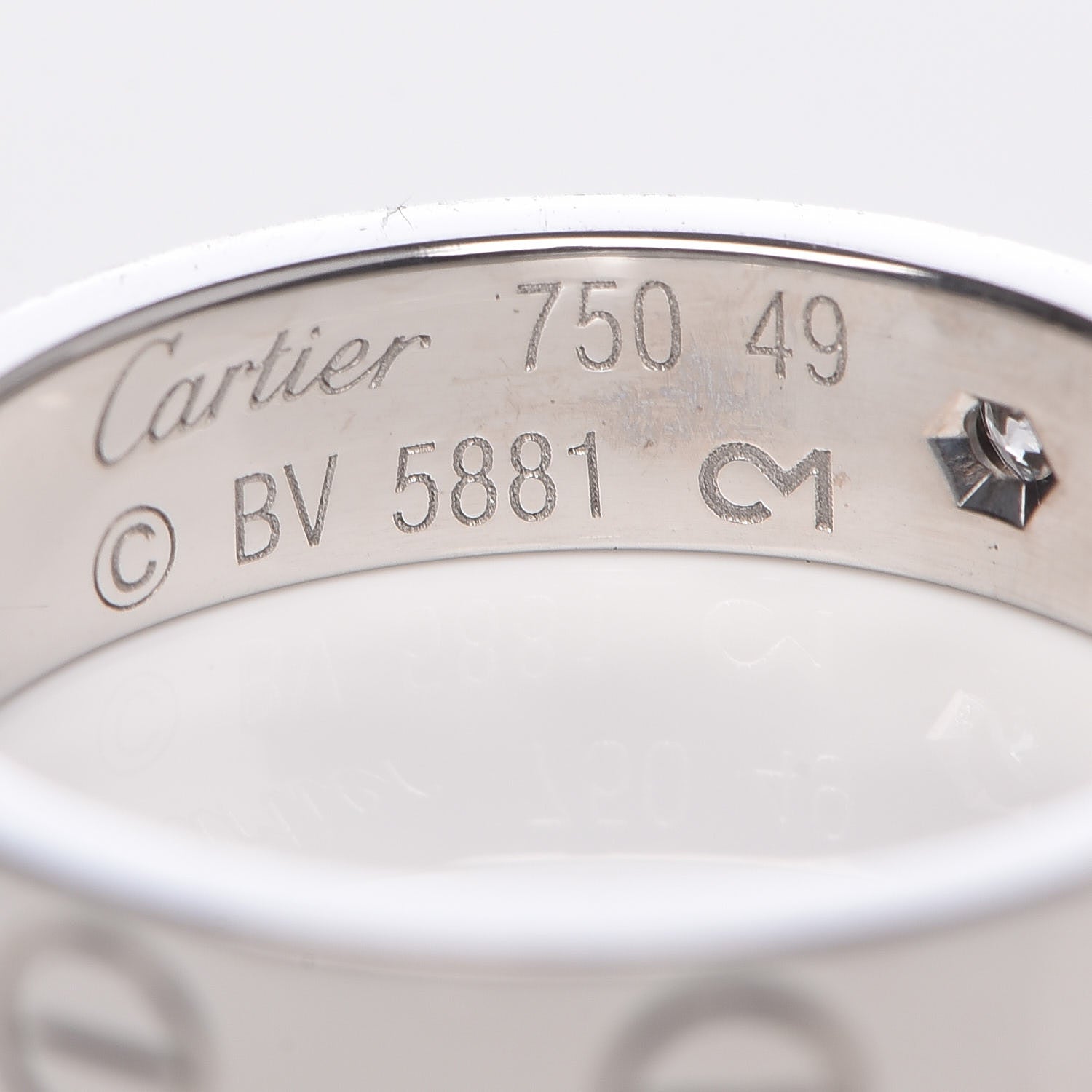Cartier 18K White Gold Diamond 3.5mm LOVE Wedding Band Ring 49 4.75 4 of 4