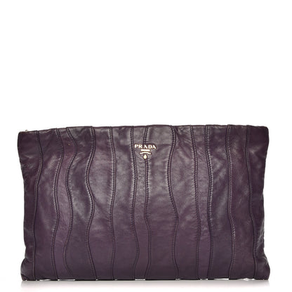 Prada Nappa Stripes Clutch Viola 1 of 10