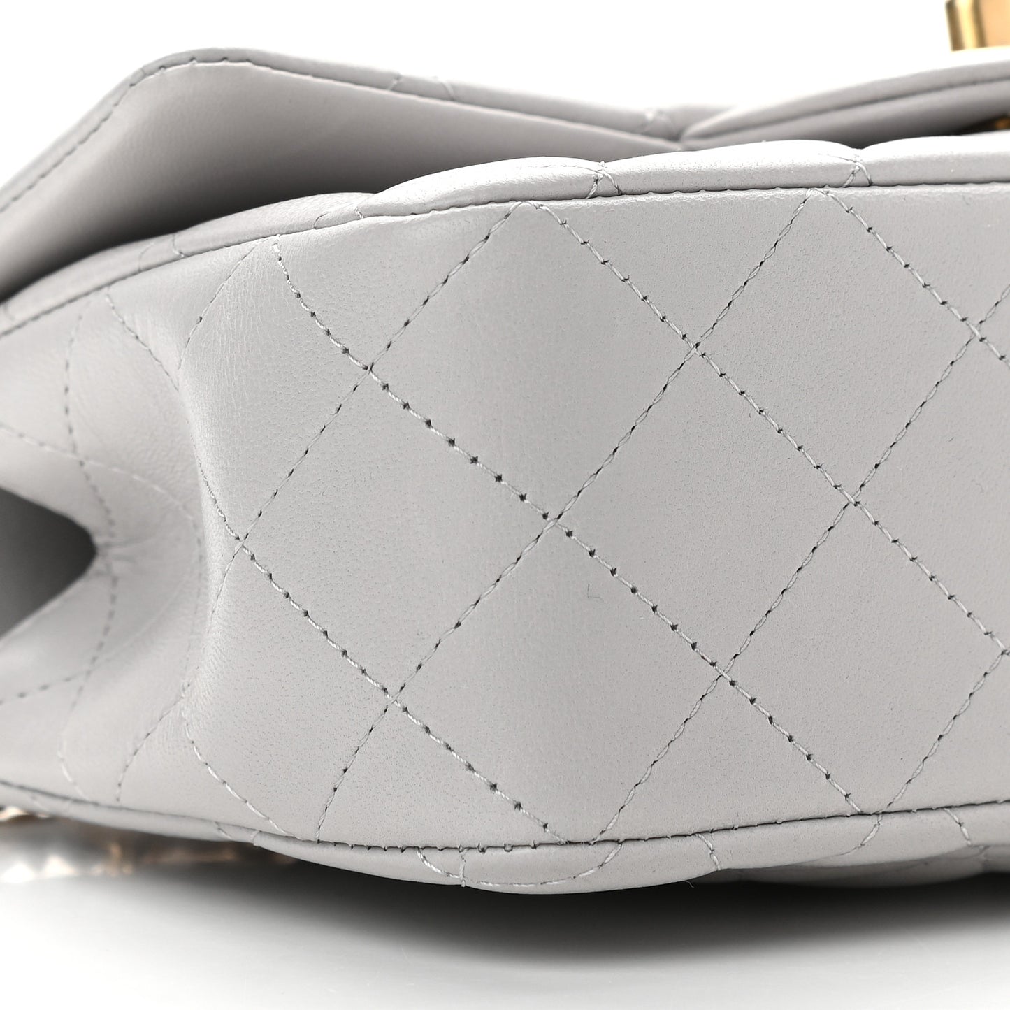 Lambskin Quilted Mini Top Handle Rectangular Flap Grey