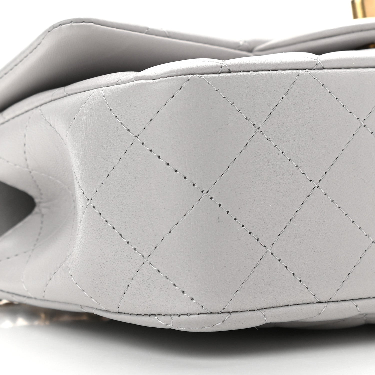 Chanel Lambskin Quilted Mini Top Handle Rectangular Flap Grey 8 of 9