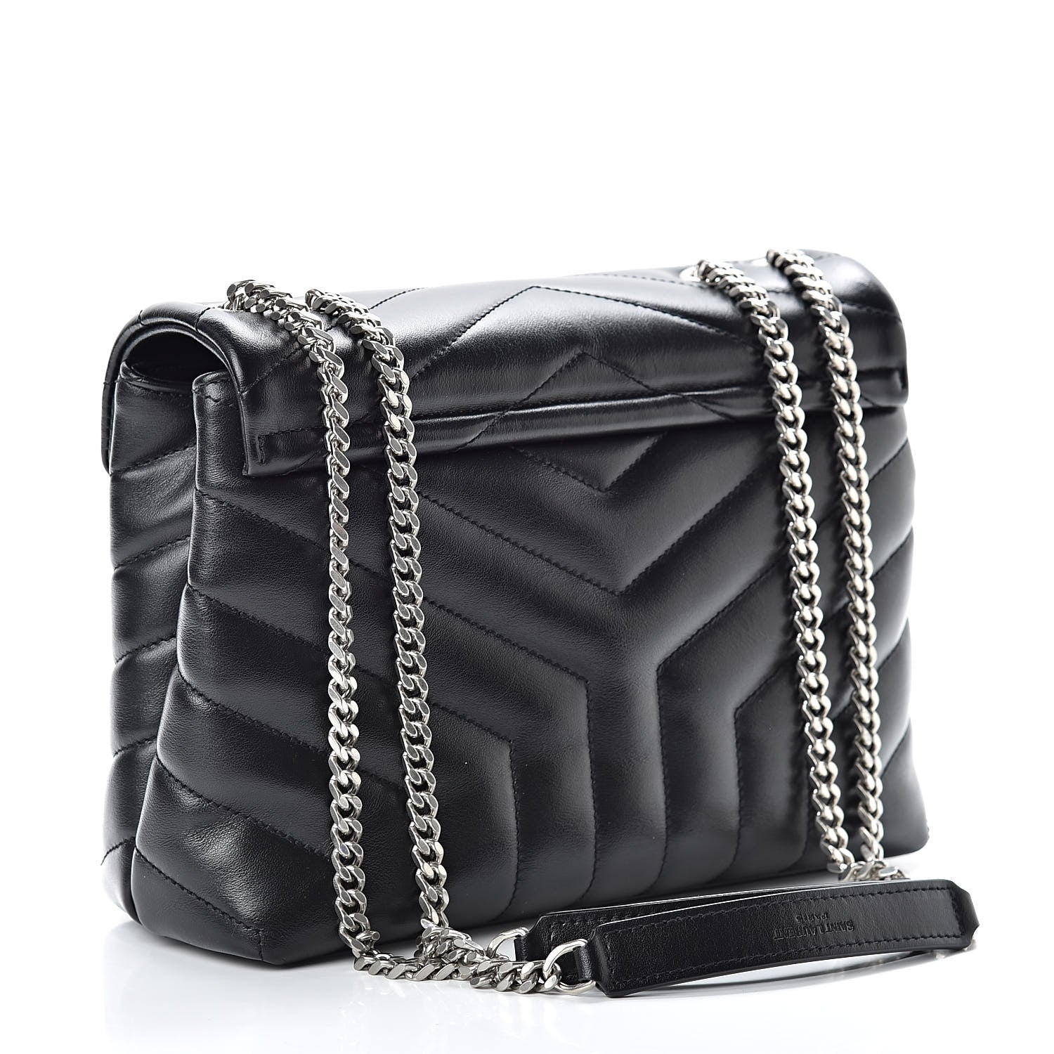 Saint Laurent Calfskin Y Quilted Monogram Small Loulou Chain Satchel Black 3 of 11