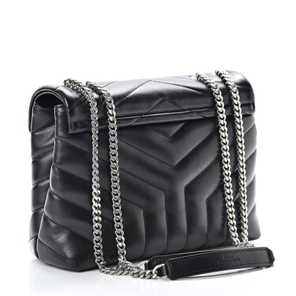 Saint Laurent Calfskin Y Quilted Monogram Small Loulou Chain Satchel Black 3 of 11