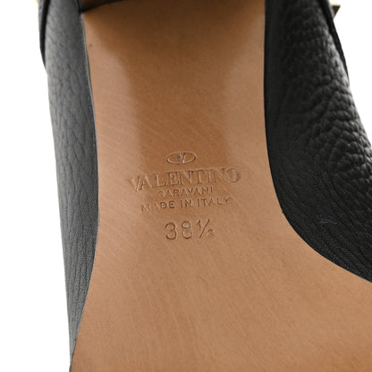 Valentino Garavani Pebbled Calfskin Rockstud Double Buckle 70mm Block Heel Ankle Boots 38.5 Black 7 of 9