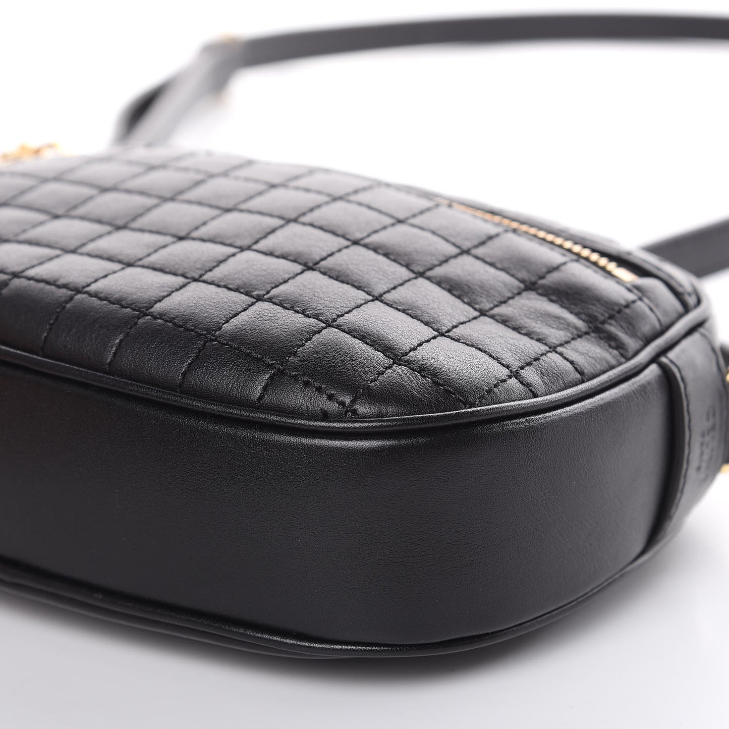 Calfskin Quilted Small C Charm Bag Black