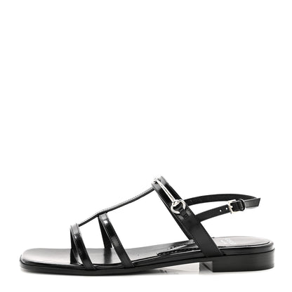 Gucci Calfskin Horsebit Divine Slingback Sandals 37 Black 1 of 8
