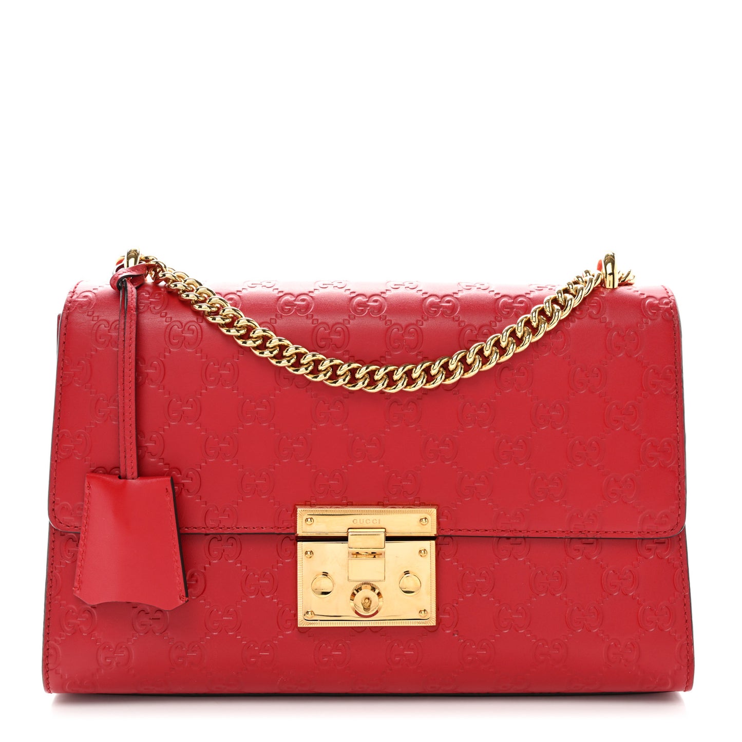 Guccissima Medium Padlock Shoulder Bag Hibiscus Red