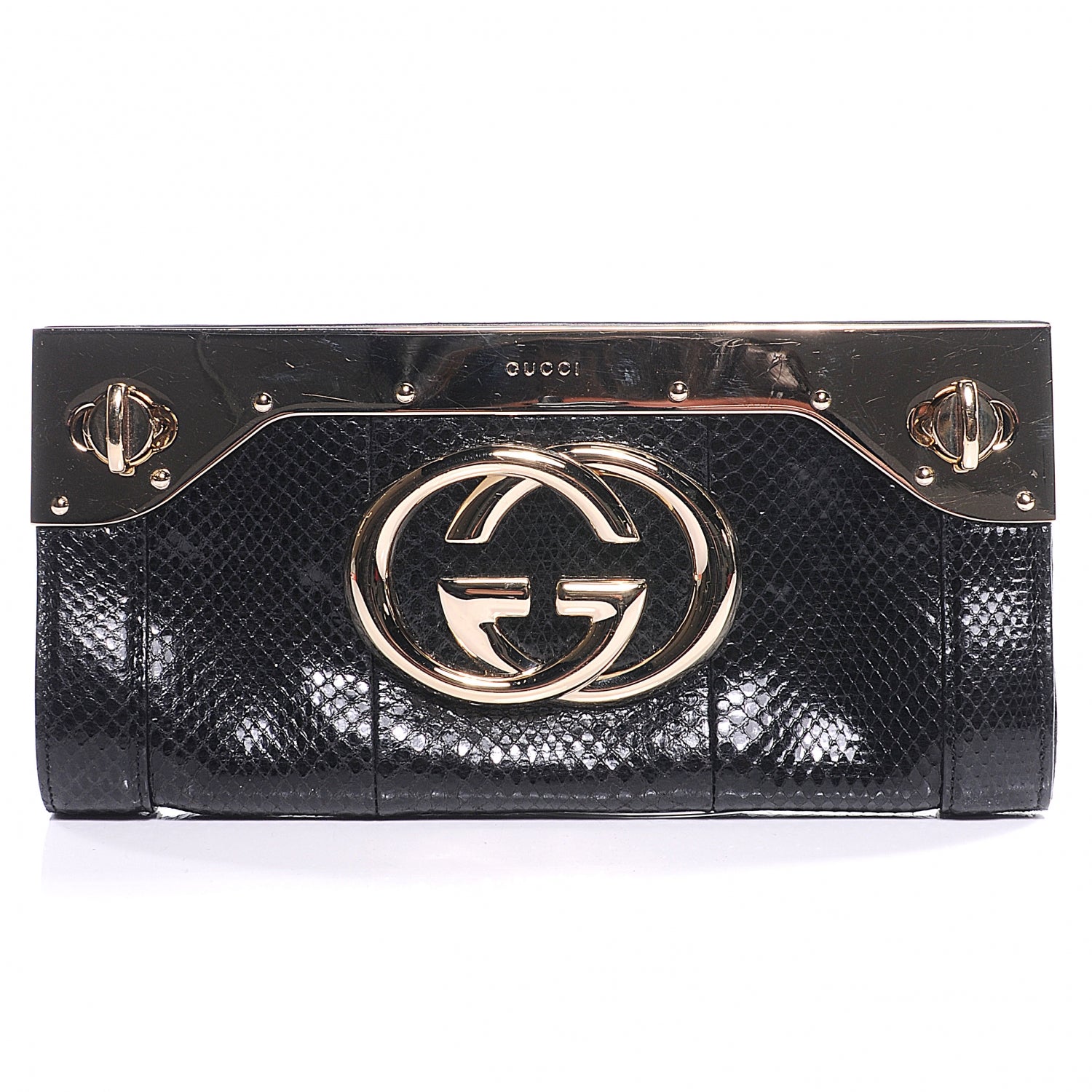 Gucci Python Britt Interlocking G Starlight Clutch Black 1 of 10