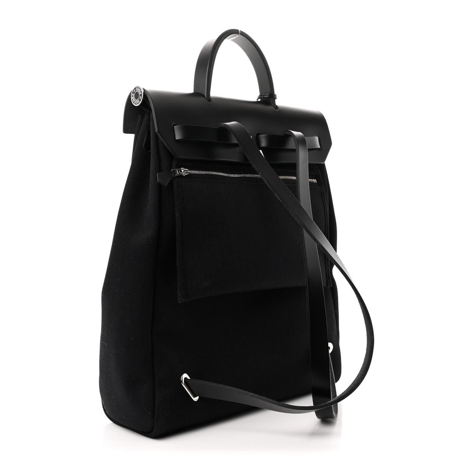 Hermes Military Toile Vache Hunter Herbag a Dos Zip Retourne Backpack Black 4 of 11