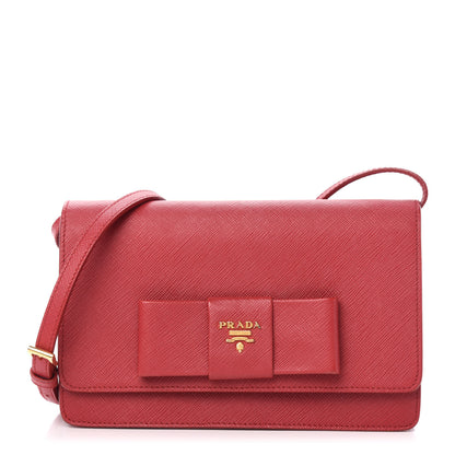Prada Saffiano Fiocco Bow Flap Wallet Fuoco 1 of 13