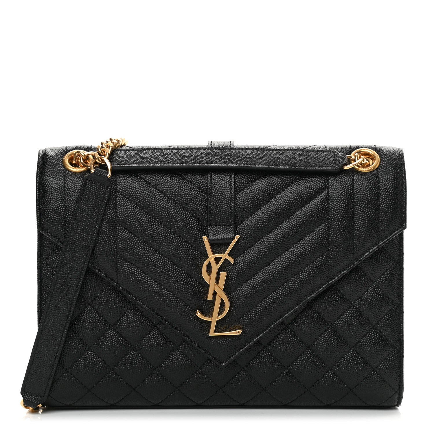 Saint Laurent Grain De Poudre Textured Mixed Matelasse Triquilt Medium Monogram Satchel Black 1 of 12