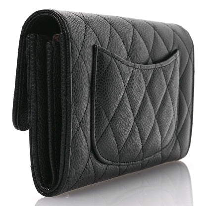 Chanel Caviar Quilted Large Gusset Flap Wallet Black 3 of 9