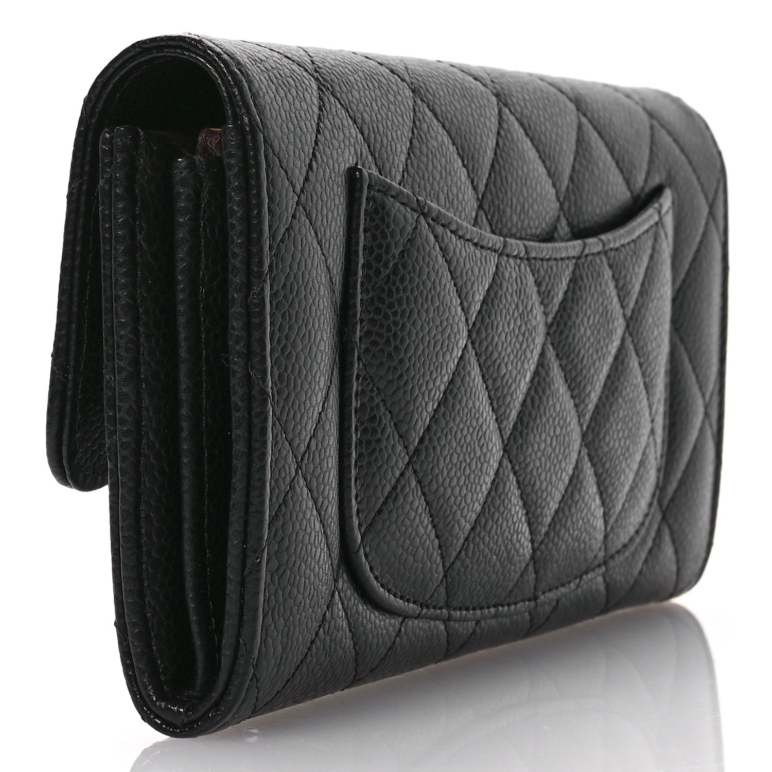 Chanel Caviar Quilted Large Gusset Flap Wallet Black 3 of 9