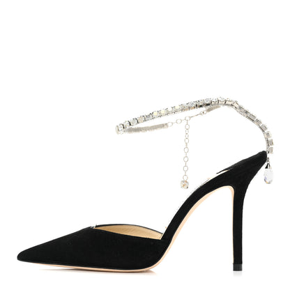 Jimmy Choo Suede Crystal Saeda 100 Pumps 35 Black 1 of 11