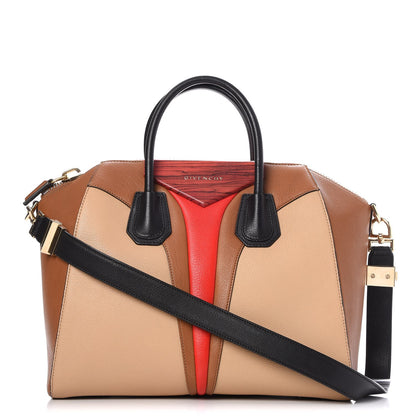 Givenchy Sugar Goatskin Medium Tri-Color Antigona Beige Brown Red 1 of 8