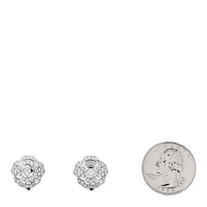 Chanel 18K White Gold Diamond Bouton de Camelia Earrings 2 of 4