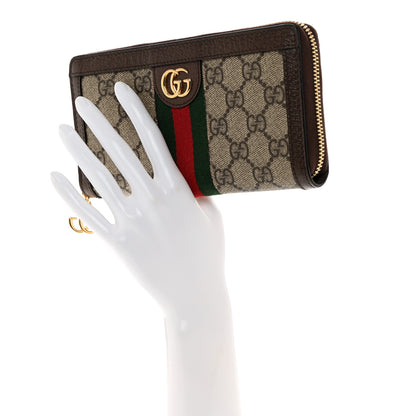 Gucci GG Supreme Monogram Web Ophidia Zip Around Wallet Brown 2 of 8
