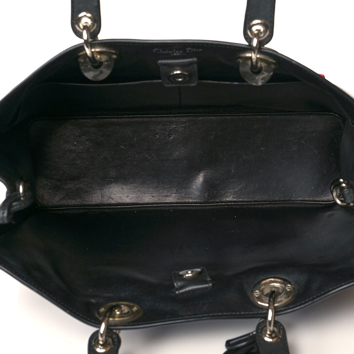 Smooth Calfskin Tri-Color Diorissimo Pocket Tote Black Blue Red