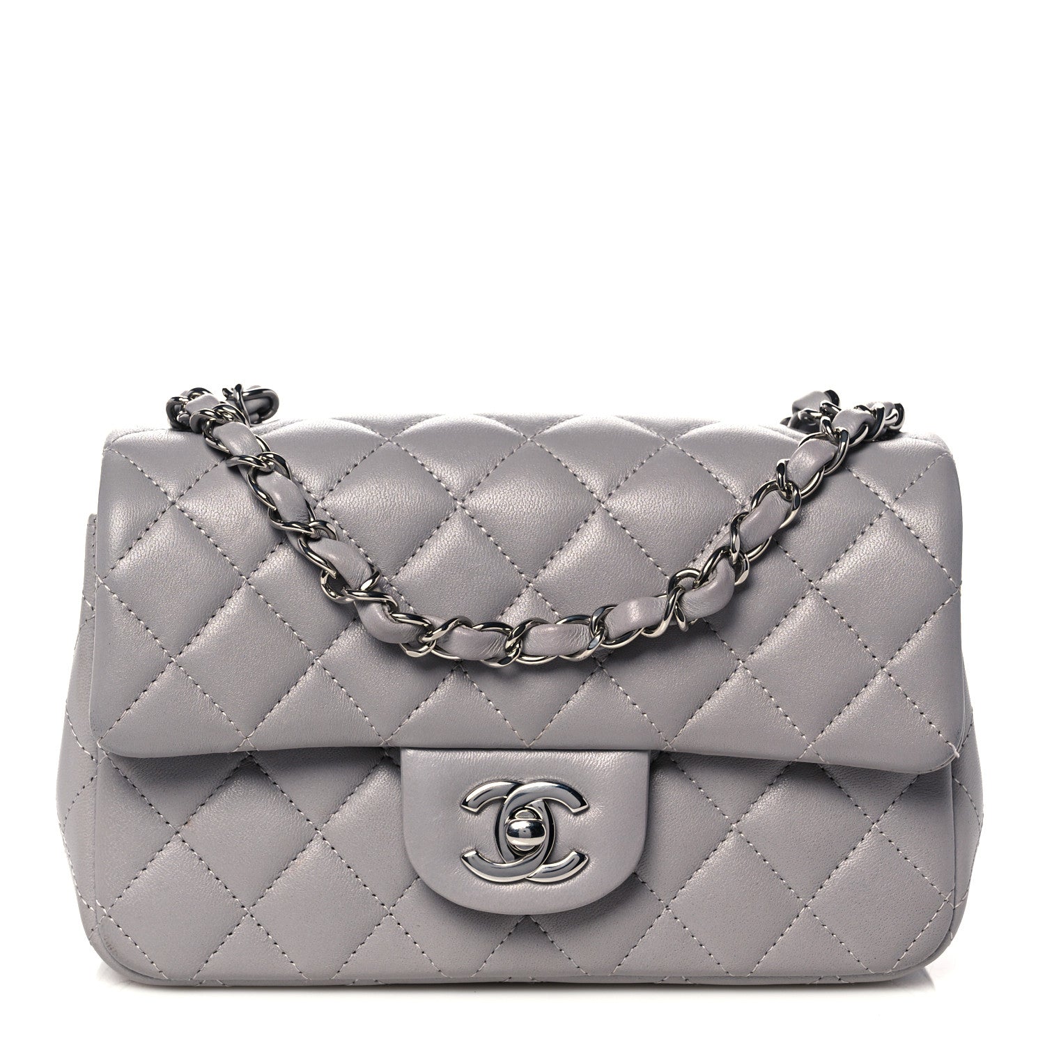 Chanel Lambskin Quilted Mini Rectangular Flap Grey 1 of 10
