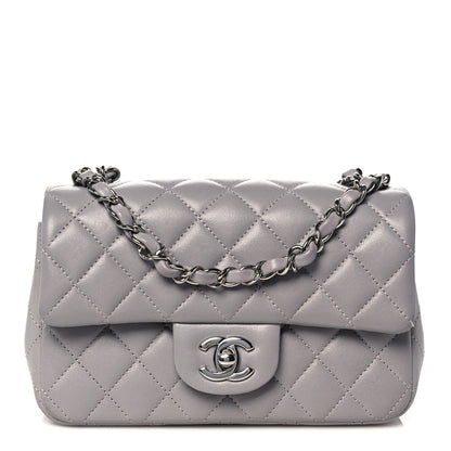 Chanel Lambskin Quilted Mini Rectangular Flap Grey 1 of 10