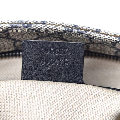 Gucci GG Supreme Monogram Small Flat Side Zip Messenger Bag Beige Blue 6 of 9