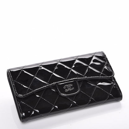 Chanel Patent Calfskin Quilted Large Flap Wallet Black 3 of 8
