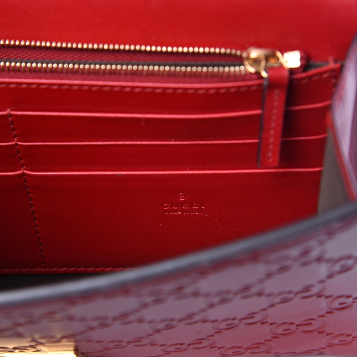 Guccissima Padlock Clutch Hibiscus Red