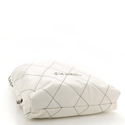 Chanel Shiny Calfskin Quilted Chanel 22 Backpack White Black 4 of 10