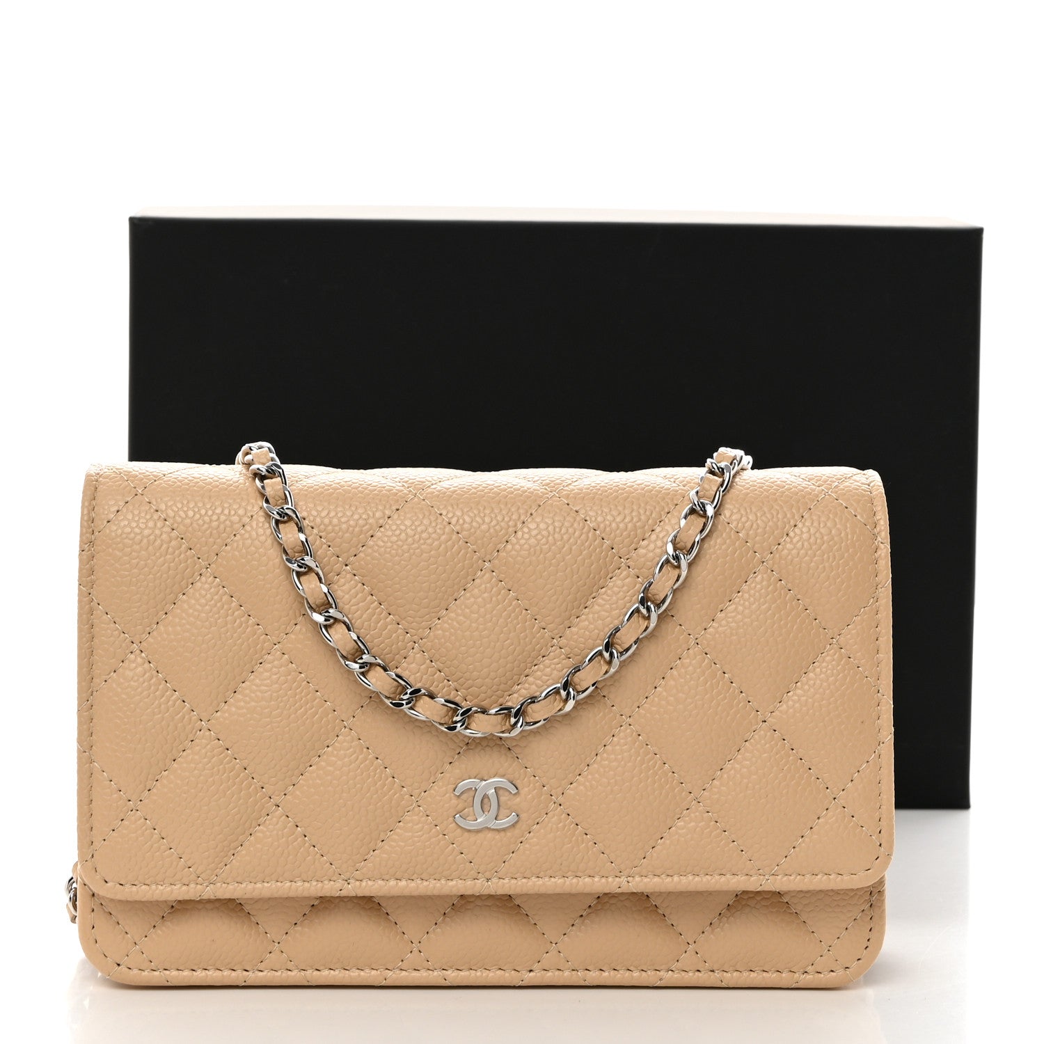 Chanel Caviar Quilted Wallet On Chain WOC Beige 11 of 11