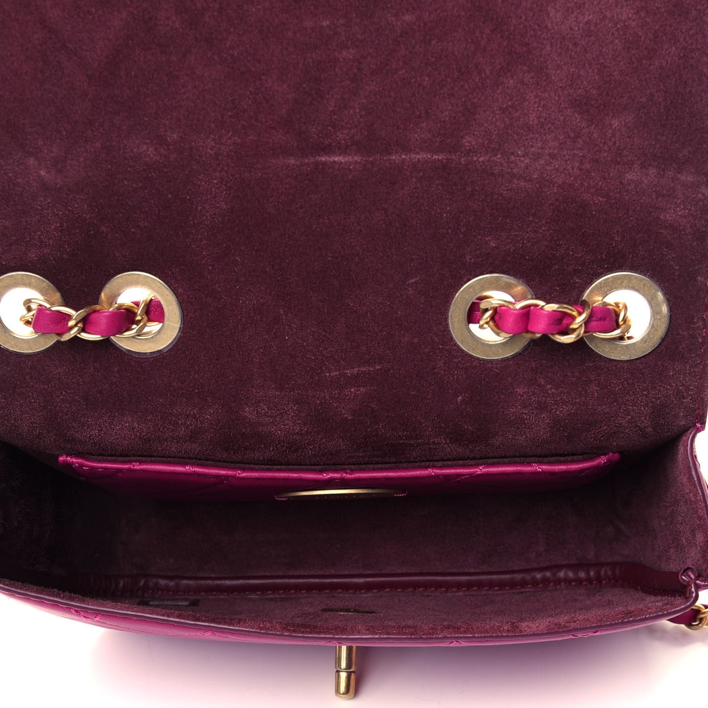 Calfskin Quilted Multi Pouching Flap And Coin Purse Fuchsia