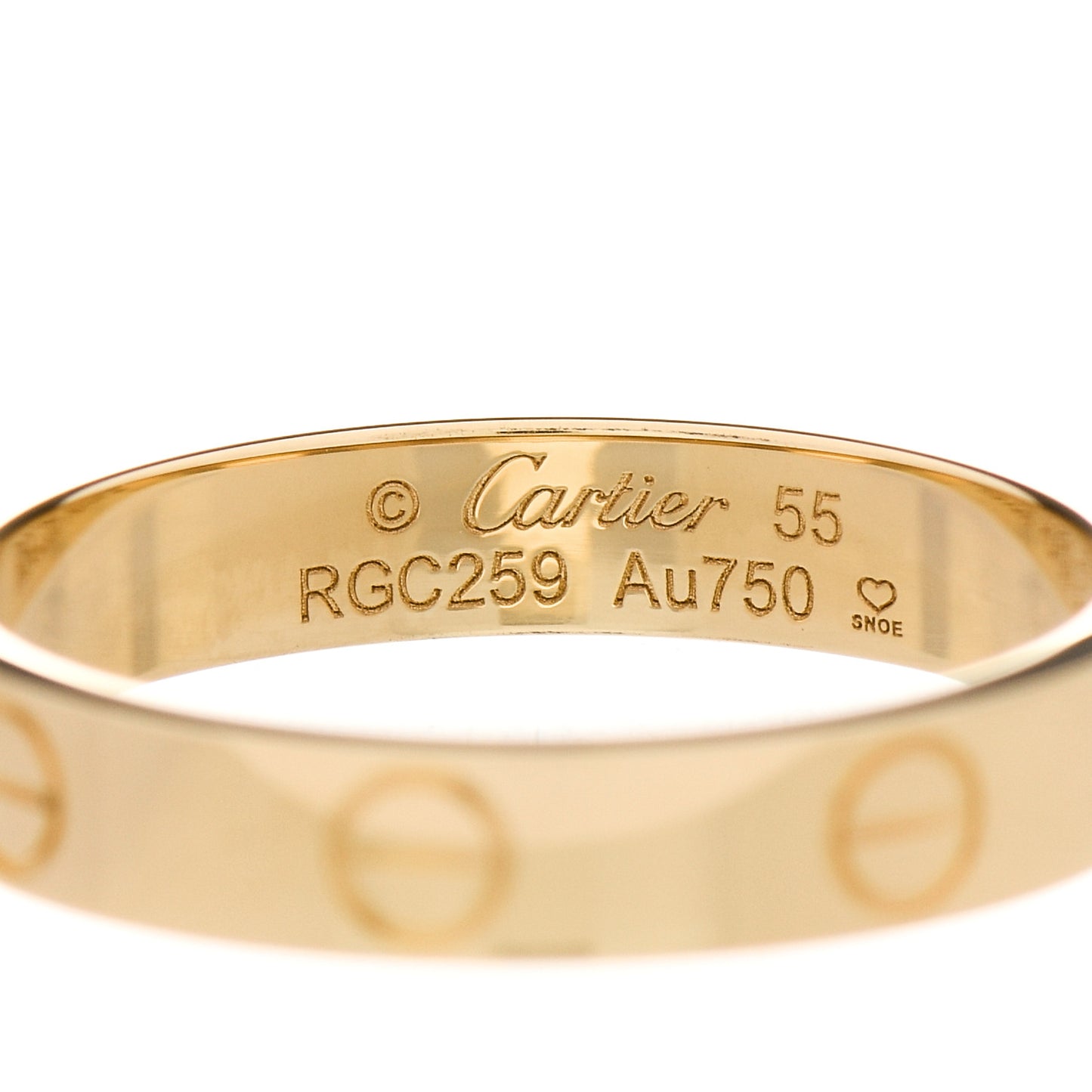 18K Yellow Gold 3.5mm LOVE Wedding Band Ring 55 7.25