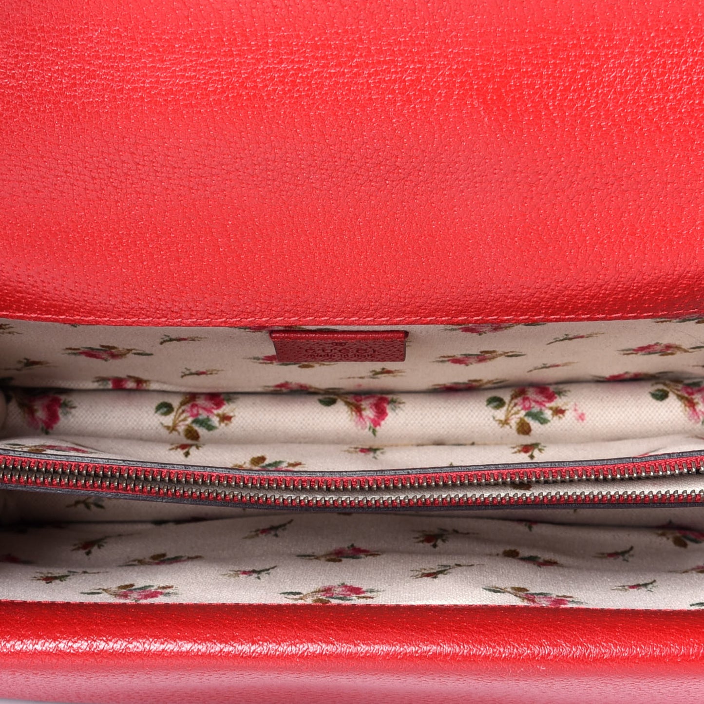Calfskin Web Floral Embroidered Small Dionysus Shoulder Bag Hibiscus Red