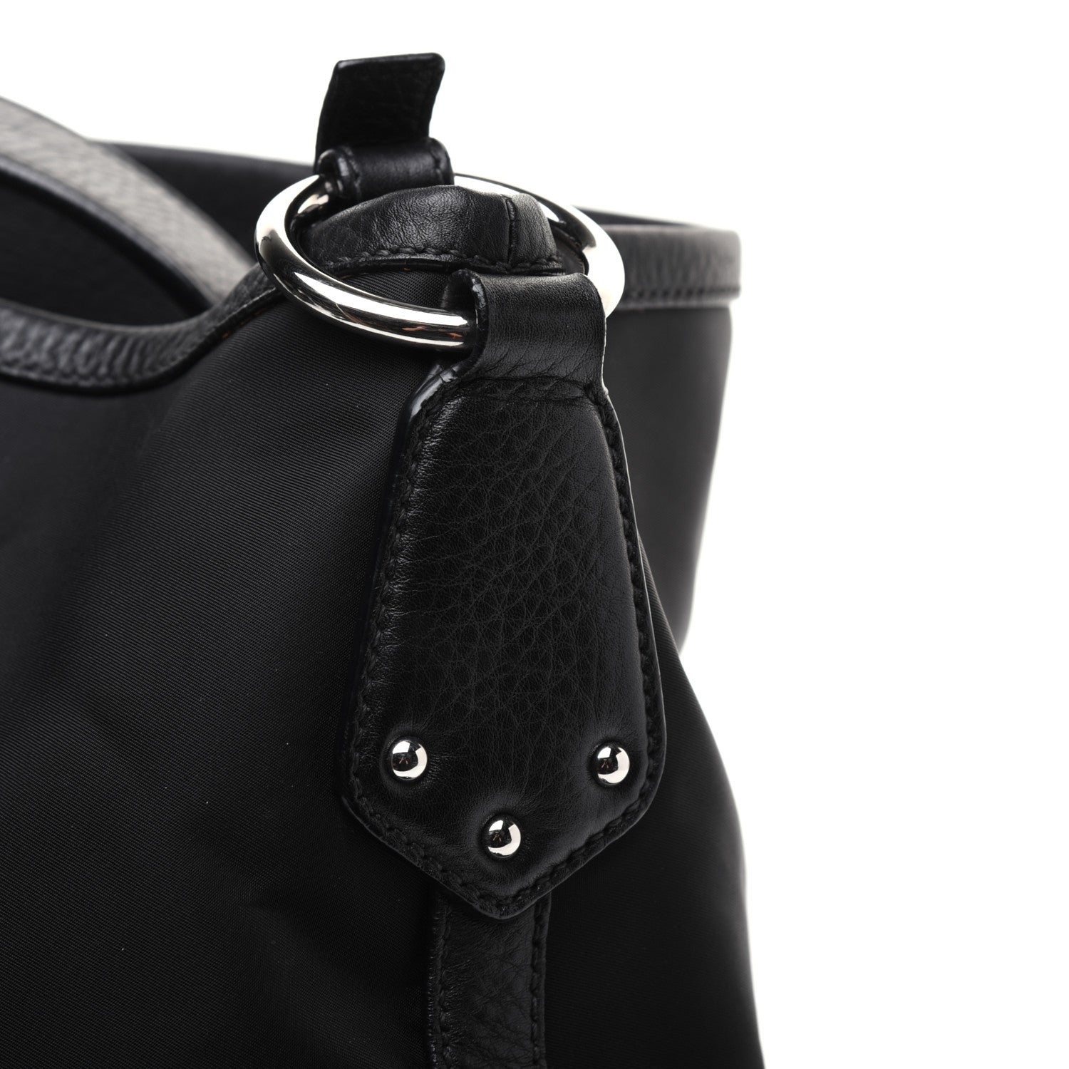 Prada Tessuto Nylon Calfskin Hobo Black 19 of 25