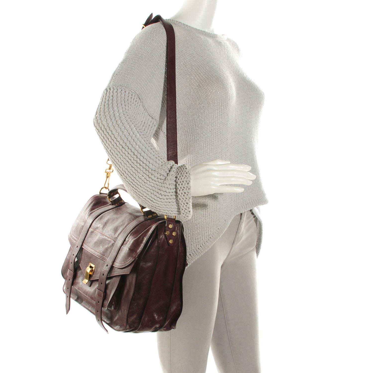 Proenza Schouler Lambskin Large PS1 Satchel Burgundy 4 of 11