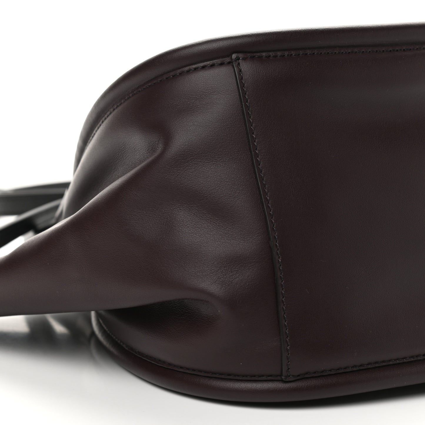 Calfskin Small Ruched Tote Chocolate Plum