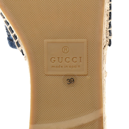 Gucci Denim Crystals GG Monogram Espadrille 20mm Slide Sandals 39 Denim 8 of 9