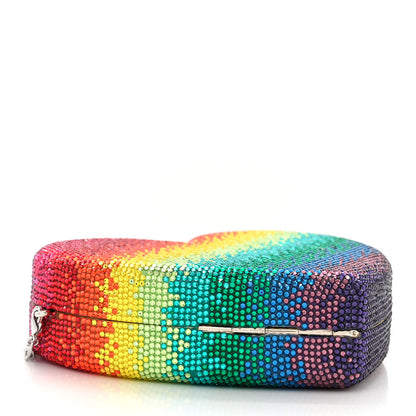 Judith Leiber Crystal Rainbow Heart Minaudiere Clutch Silver Multicolor 4 of 11