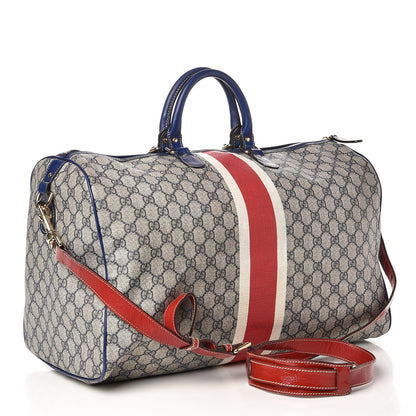 Gucci GG Plus Monogram Large Sloaney Union Jack British Flag Boston Duffle Tote Blue 4 of 24