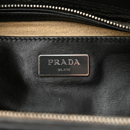 Prada City Calf Hand Stitched Small Galleria Double Zip Tote Black 4 of 12