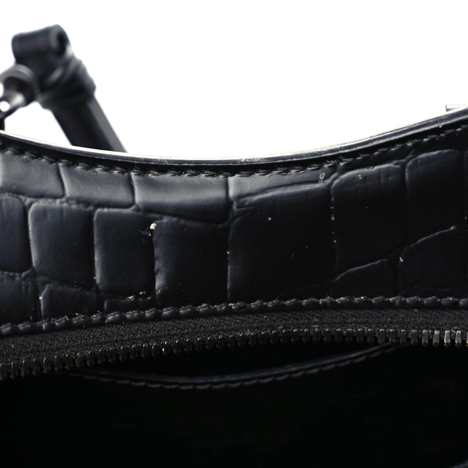 Balenciaga Semi Shiny Calfskin Crocodile Embossed Neo Classic Black Hardware Mini City Black 14 of 17