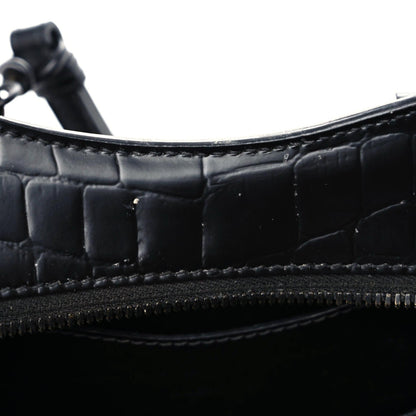 Balenciaga Semi Shiny Calfskin Crocodile Embossed Neo Classic Black Hardware Mini City Black 14 of 17
