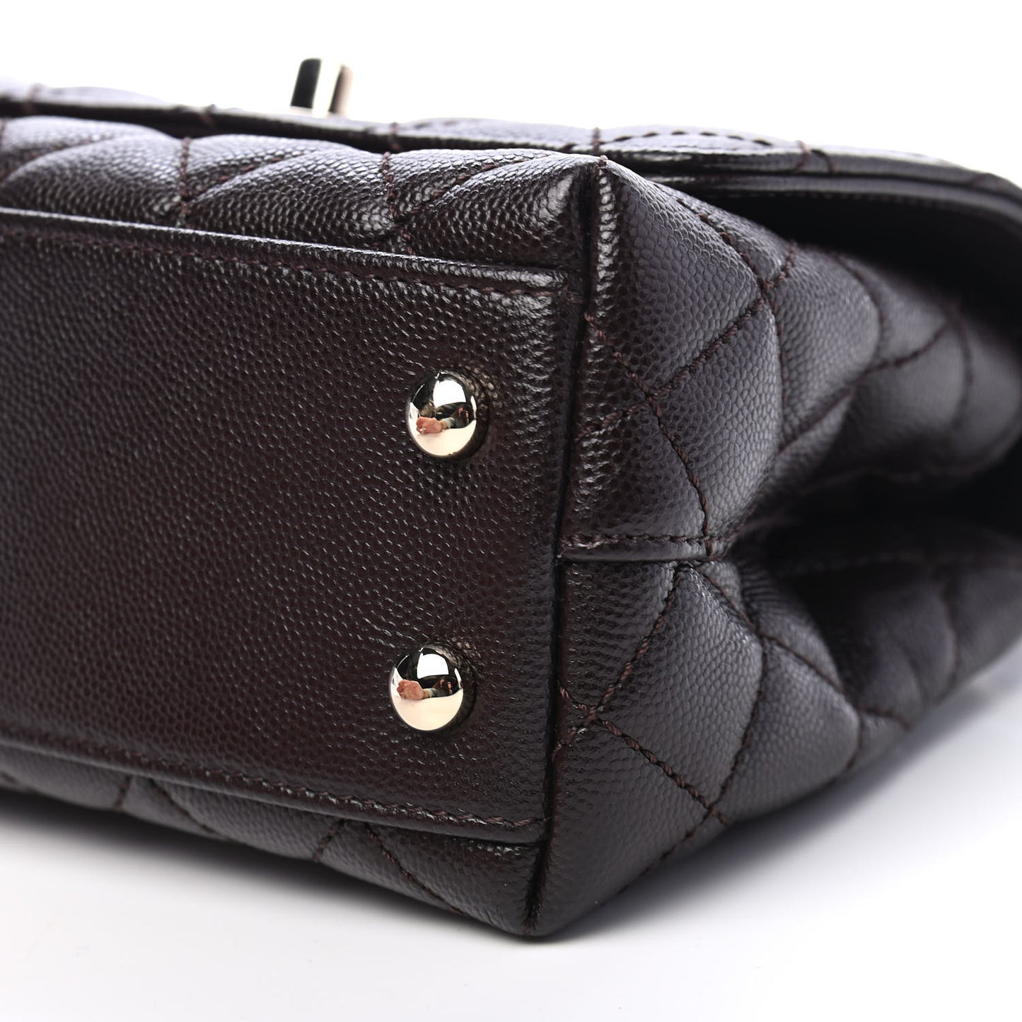 Caviar Quilted Extra Mini Coco Handle Flap Dark Brown