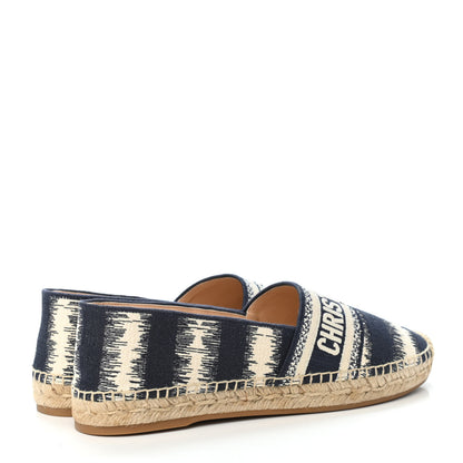 Christian Dior Cotton D-Stripes Embroidered Granville 15mm Espadrilles 40.5 Deep Blue 3 of 4