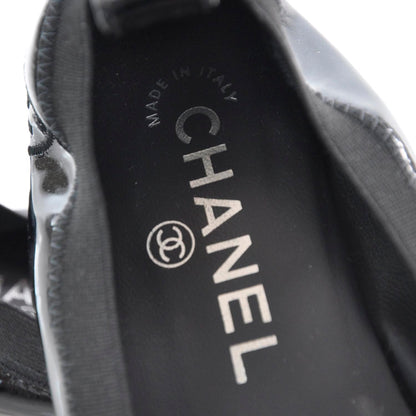Chanel Patent Cap Toe Elastic Ballet Flats 36 Black 5 of 6