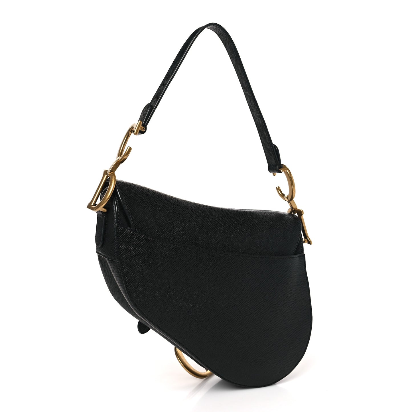 Grained Calfskin Saddle Bag Black