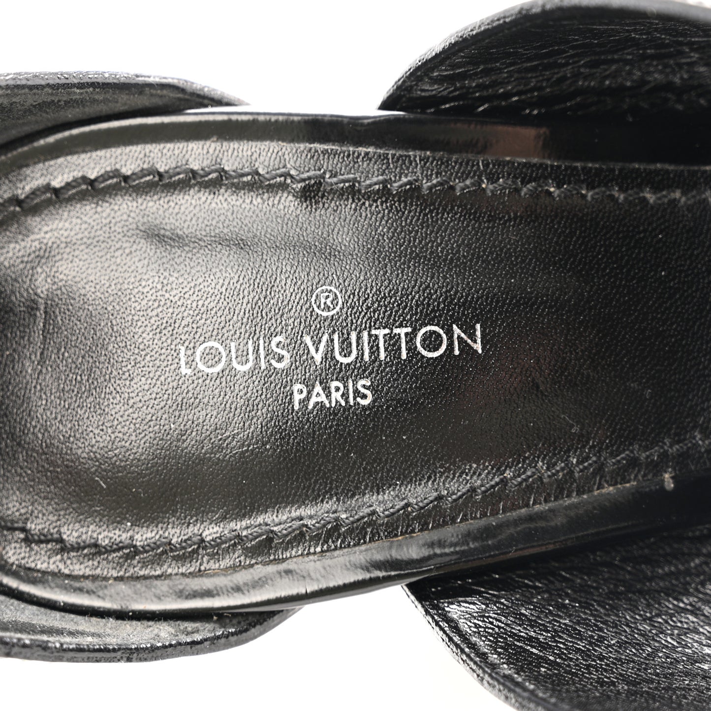 Patent Calfskin Monogram Studded Star Trail Sandal 40 Black