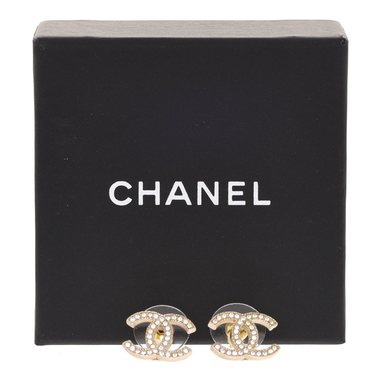 Chanel Crystal CC Earrings Gold 5 of 5
