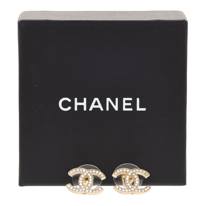 Chanel Crystal CC Earrings Gold 5 of 5