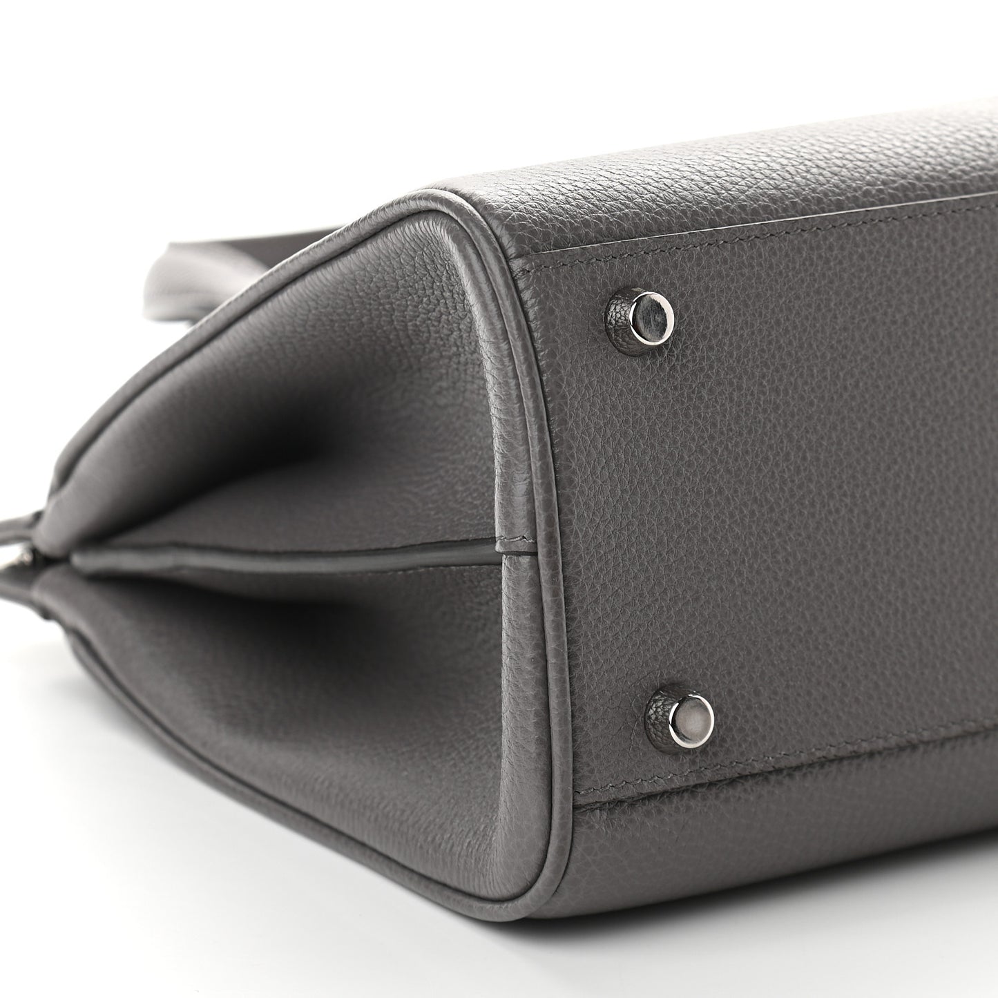 Grainy Calfskin Small Zumi Top Handle Bag Dusty Grey