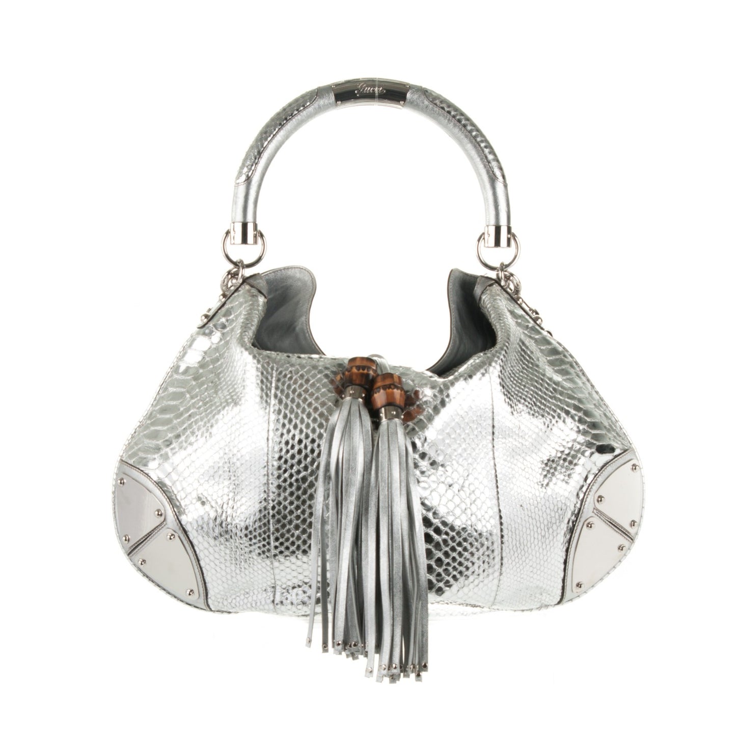 Python Large Indy Top Handle Hobo Silver